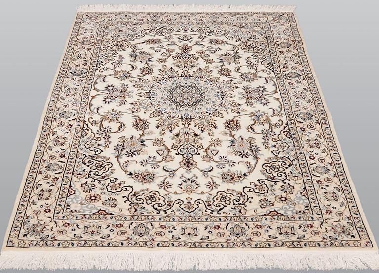 A part silk Nain rug, so called 6LAA, ca 155 x 105 cm.