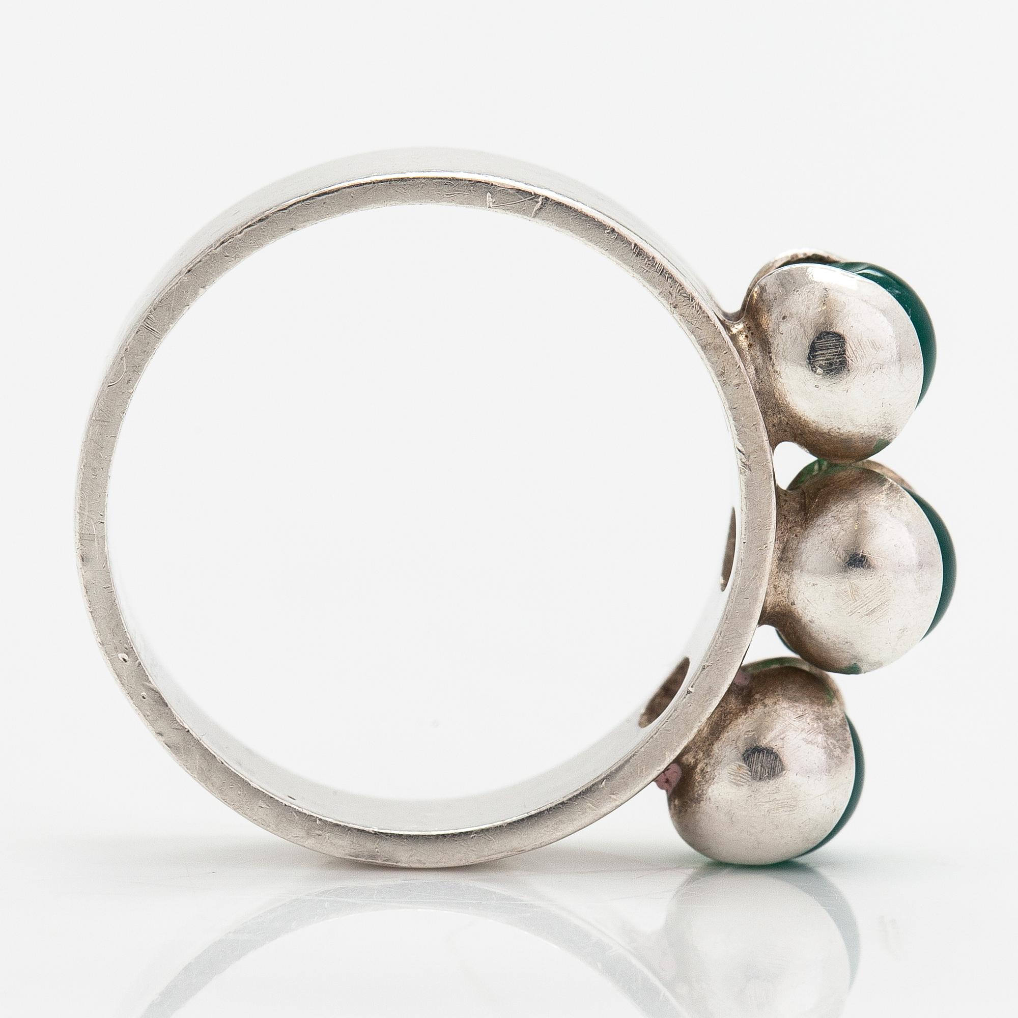 Elis Kauppi, A sterling silver and chalcedony ring. Kupittaan kulta, Turku.