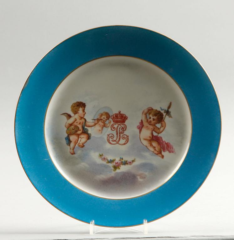 TALLRIK, porslin. Sevres 1843, Chateau des Tuileries.