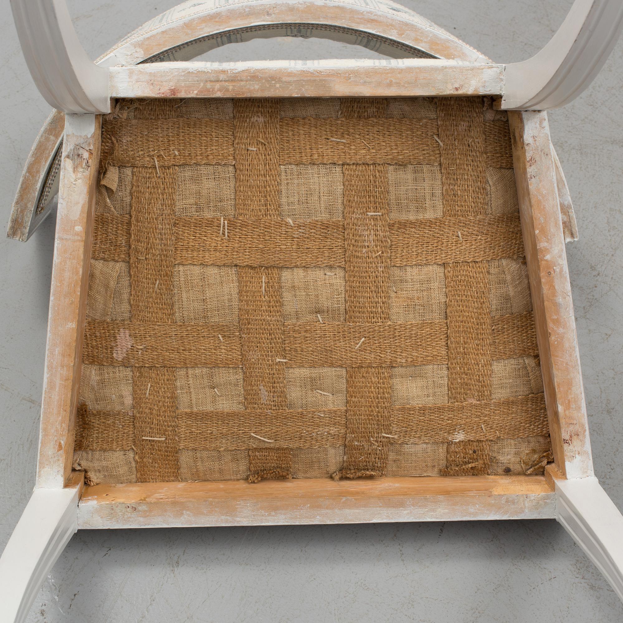 A pair of Swedish late Gustavian 1790's klismos chairs.