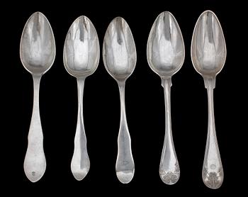 MATSKEDAR, 12 st, silver, bla Carl Petter Norlin, 1834-61. Totalvikt 607 g.