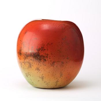 A Hans Hedberg faience sculpture of an apple, Biot France.