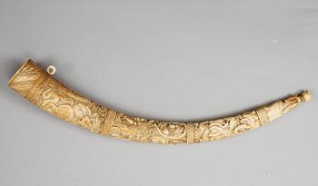 A bone horn, second half 19th century, presumably Dieppe.