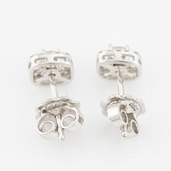 Earrings, two-part 18K white gold with brilliant-cut diamonds.