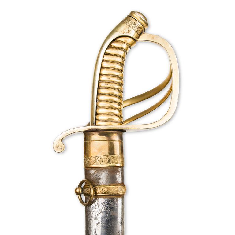 An Imperial Russian model 1827 cavalry award gold sabre.