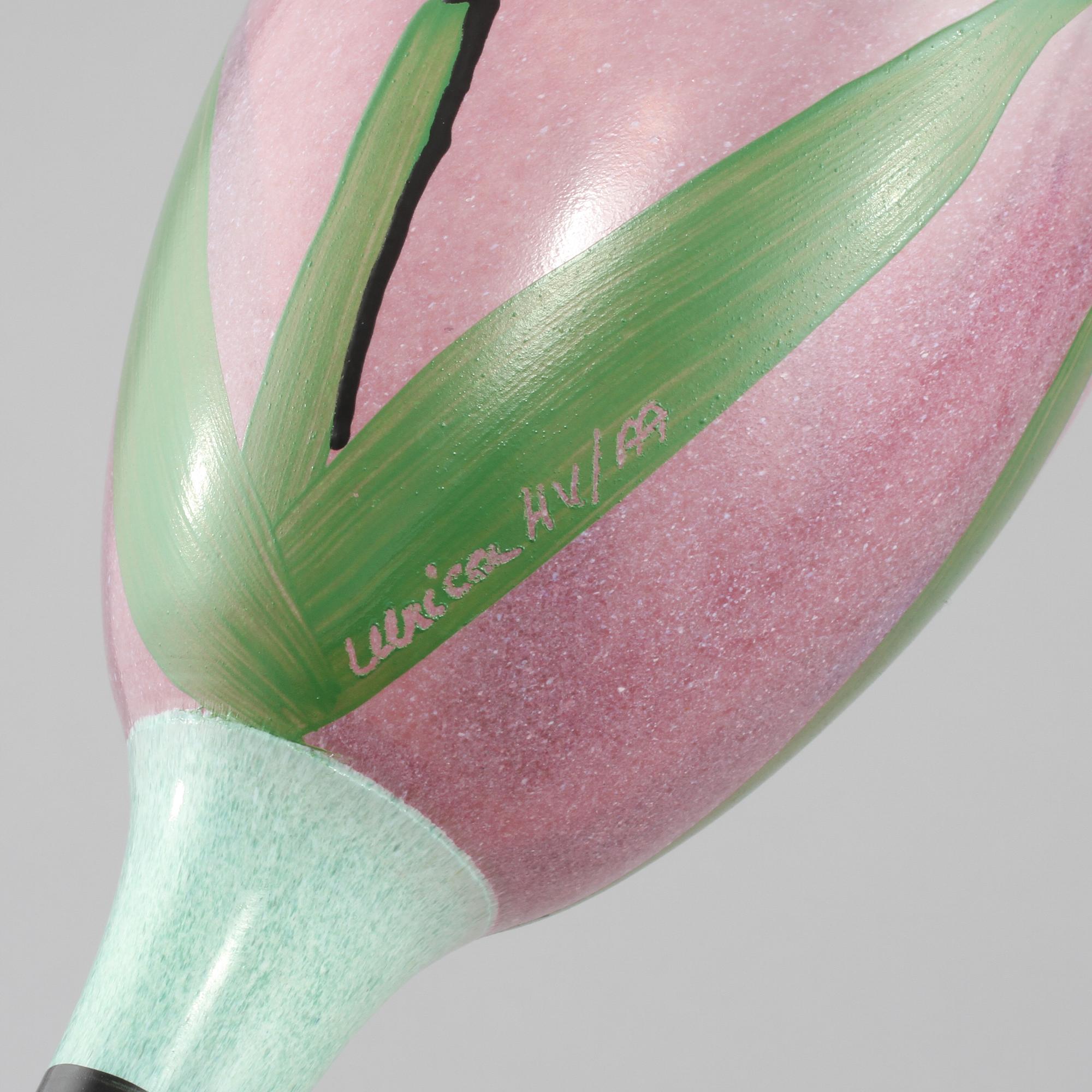 VINGLAS, 4 st, glas, Ulrica Hydman-Vallien, signerade, sent 1900-tal.