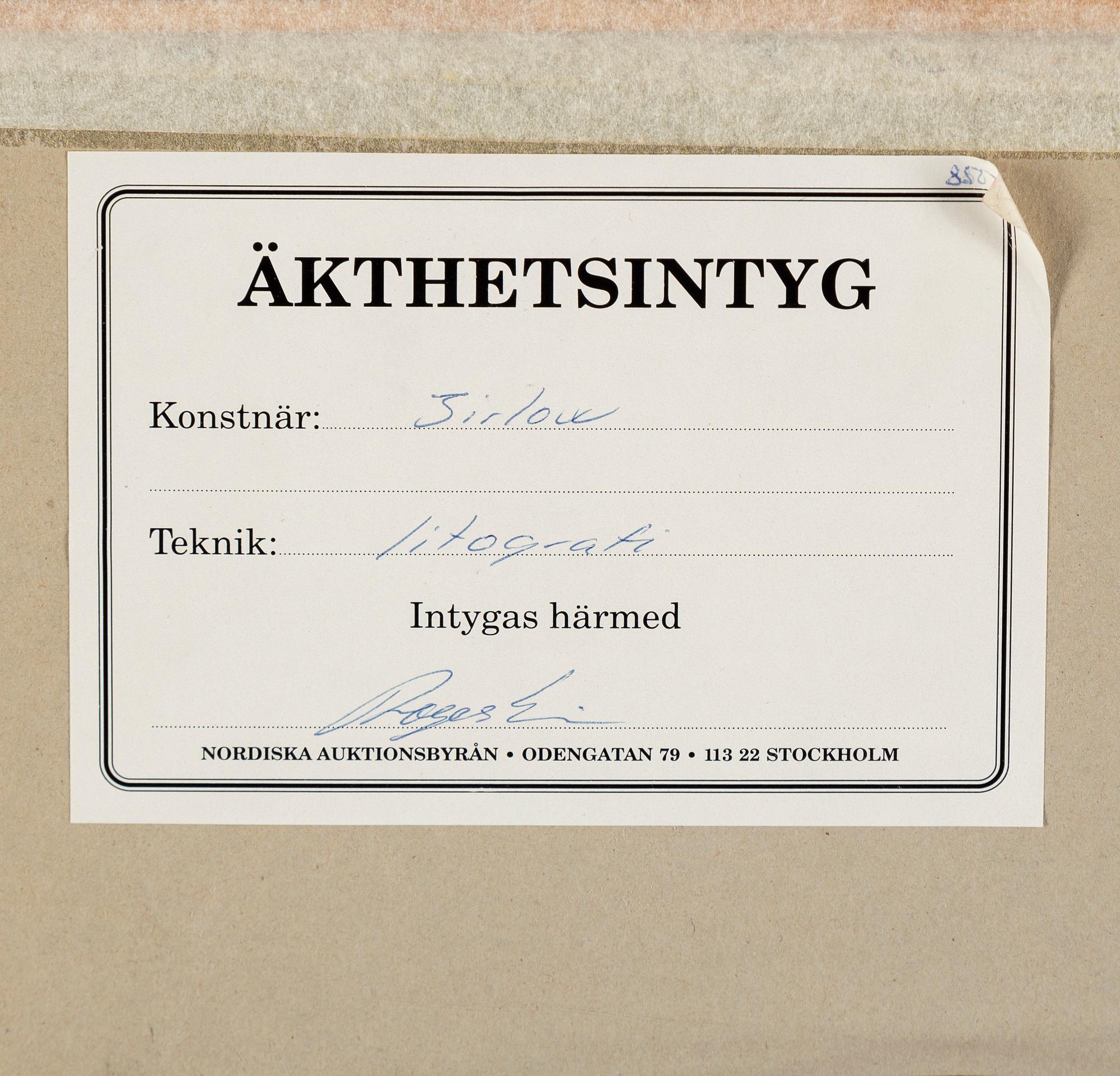 LENNART JIRLOW, lithograph in colors, 1975, signed.