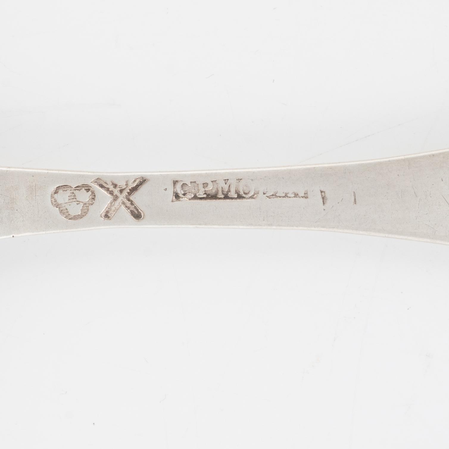 A set of Swedish Silver Table Spoons, including Petter Davidsson, Norrköping 1769 (8 pieces).
