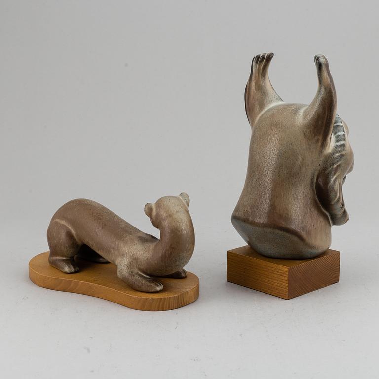 Two Gunnar Nylund stoneware figurines, Rörstrand, Sweden, mid 20th Century.