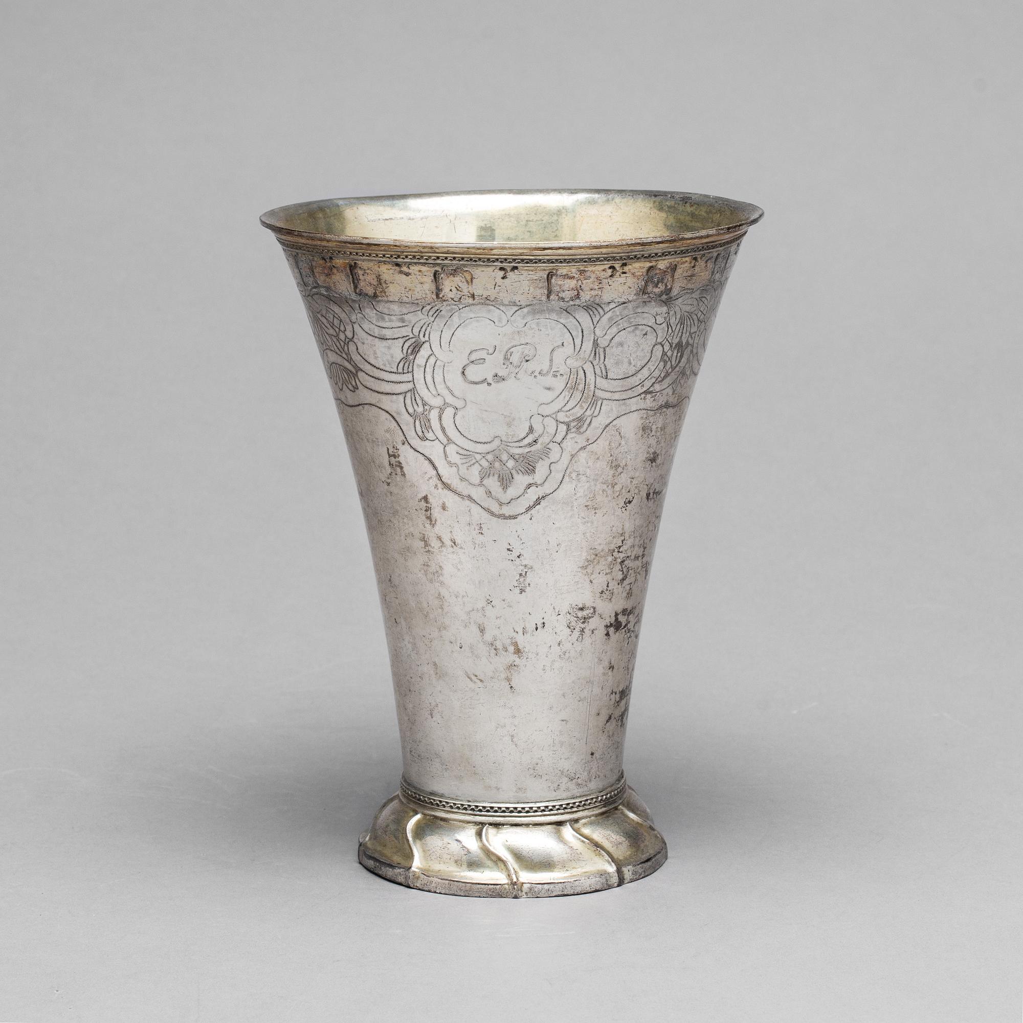 A Swedish 18th century parcel-gilt beaker, mark of Simson Ryberg, Stovkholm (1771-1807).