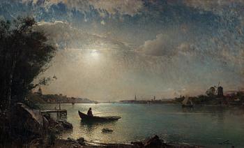 898. Alfred Wahlberg, Stockholm's inlet in moonlight.