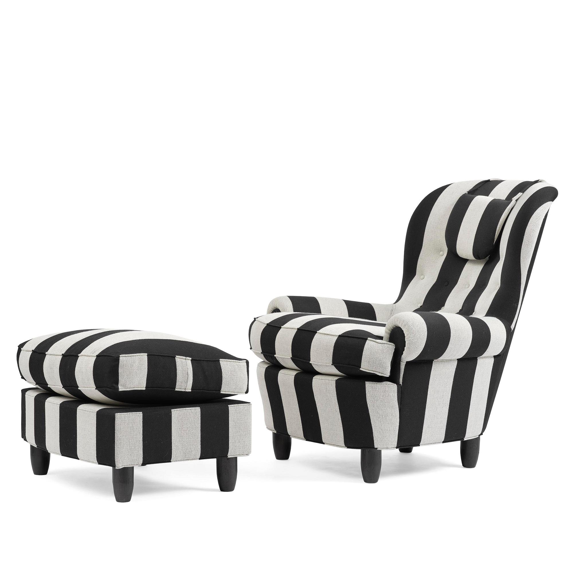 Carl Malmsten, fåtölj med fotpall, "Jättepaddan", O.H. Sjögren, Tranås, 2025.