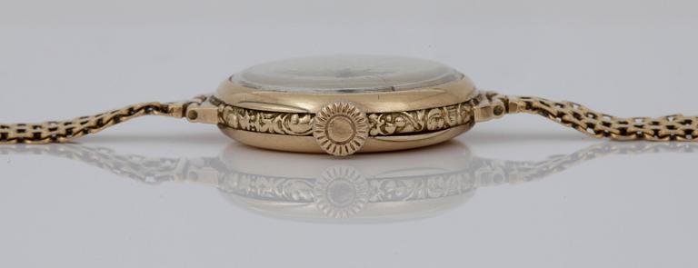 Damarmbandsur, 18 k guld, Moeris, Tot vikt ca 16,6 gram.