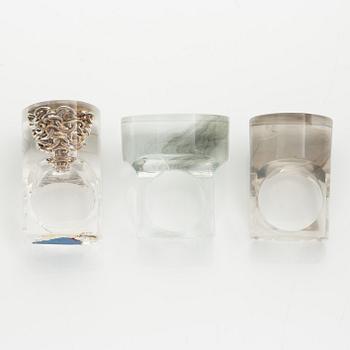 Siv Lagerström, three rings, acrylic plastic, 1970s.