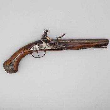 A flintock pistol by Jean de Wyk, (Utrecht 1690-1730), signed.