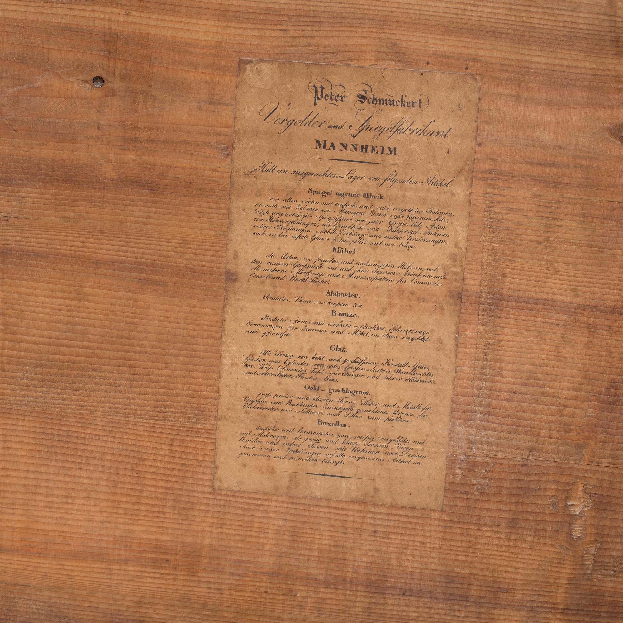 KONSOLBORD MED SPEGEL, av Peter Schmuckert (1765-1841), Mannheim, omkring 1820.