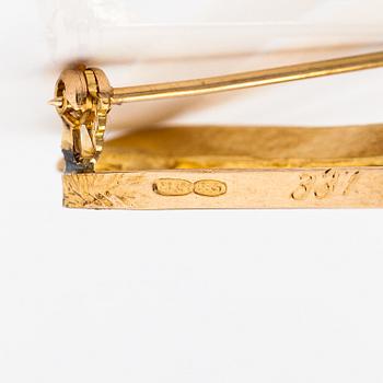 RIntaneula, 14K kultaa ja timantti n. 0.09 ct. Sirokoru, Turku. Merkitty 337.