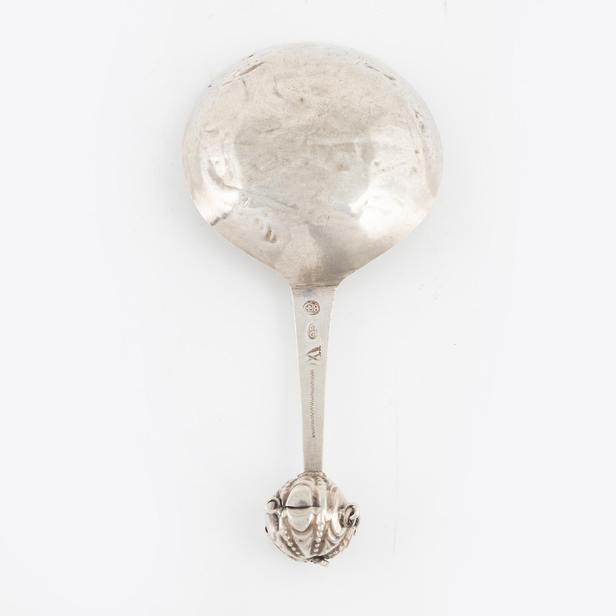 A Swedish Silver Vodka Spoon, mark of Conrad Gadd, Kristianstad 1734.
