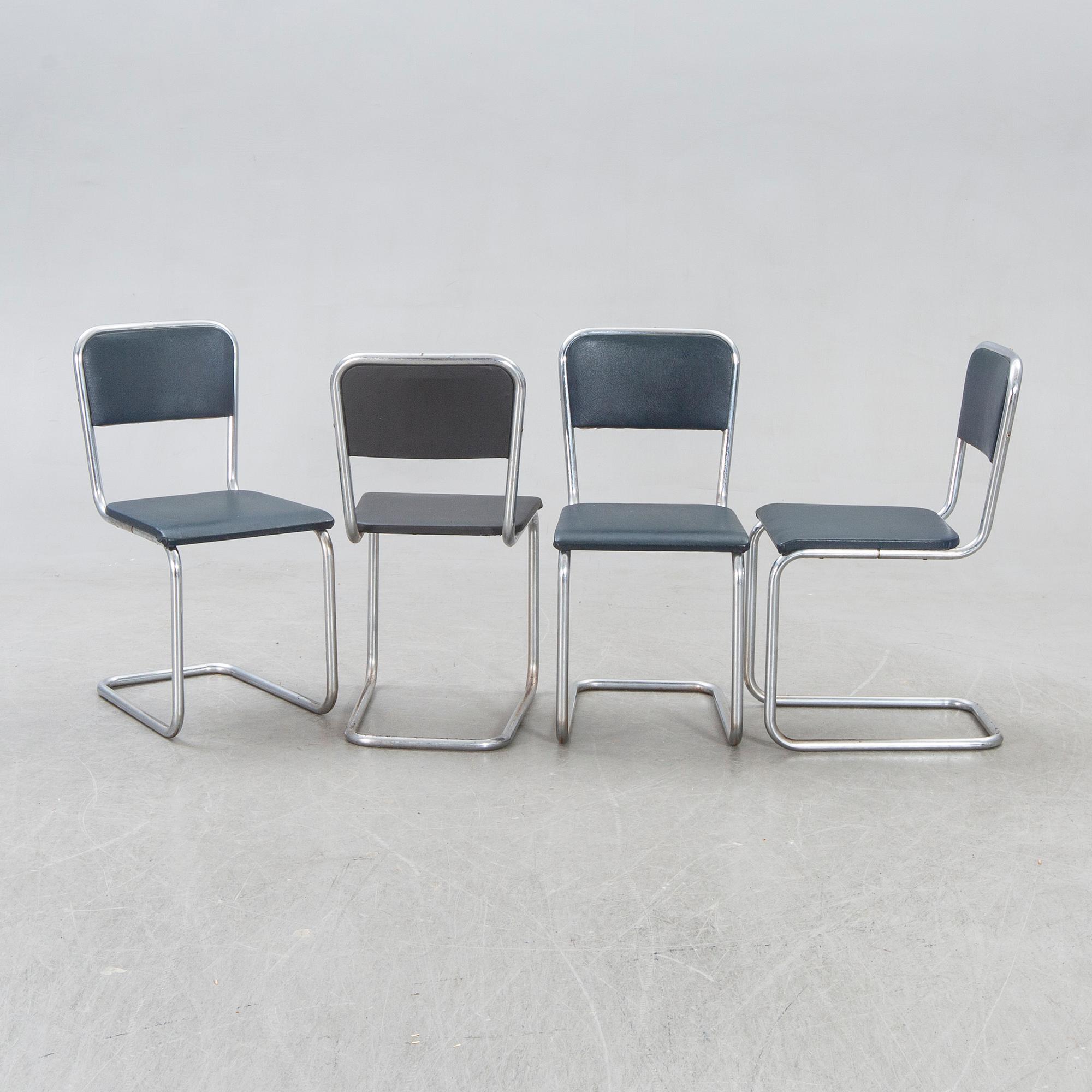 Chairs, "steel tube chair", 1940s-50s, 4 pcs.