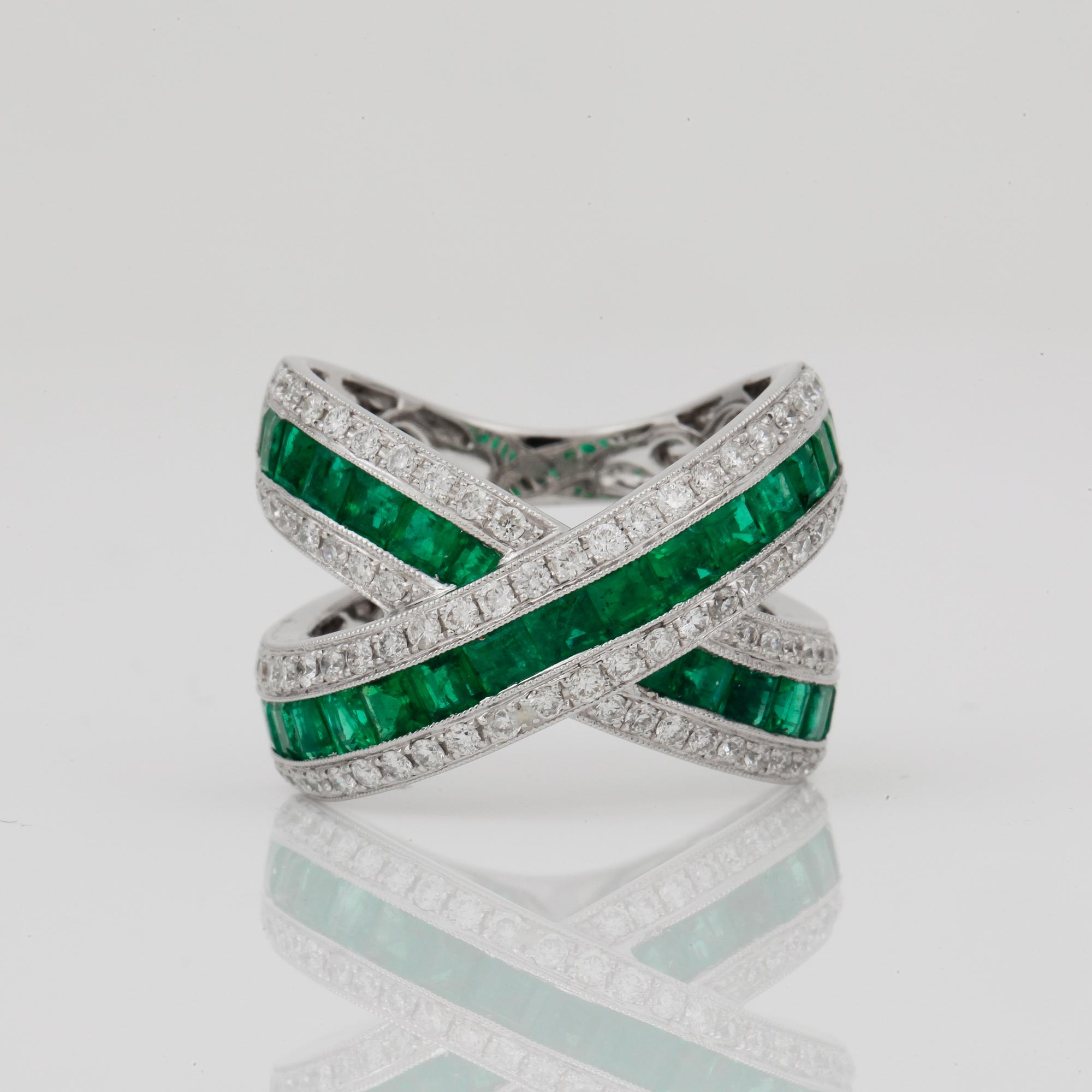RING, with 31 emeralds, circa 3.20cts and diamonds, circa 1.04cts.