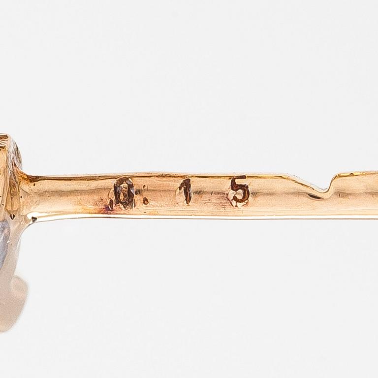 Korvakorut, 14K valko-keltakultaa, timantteja yhteensä noin 0.30 ct. Suomalaiset leimat.