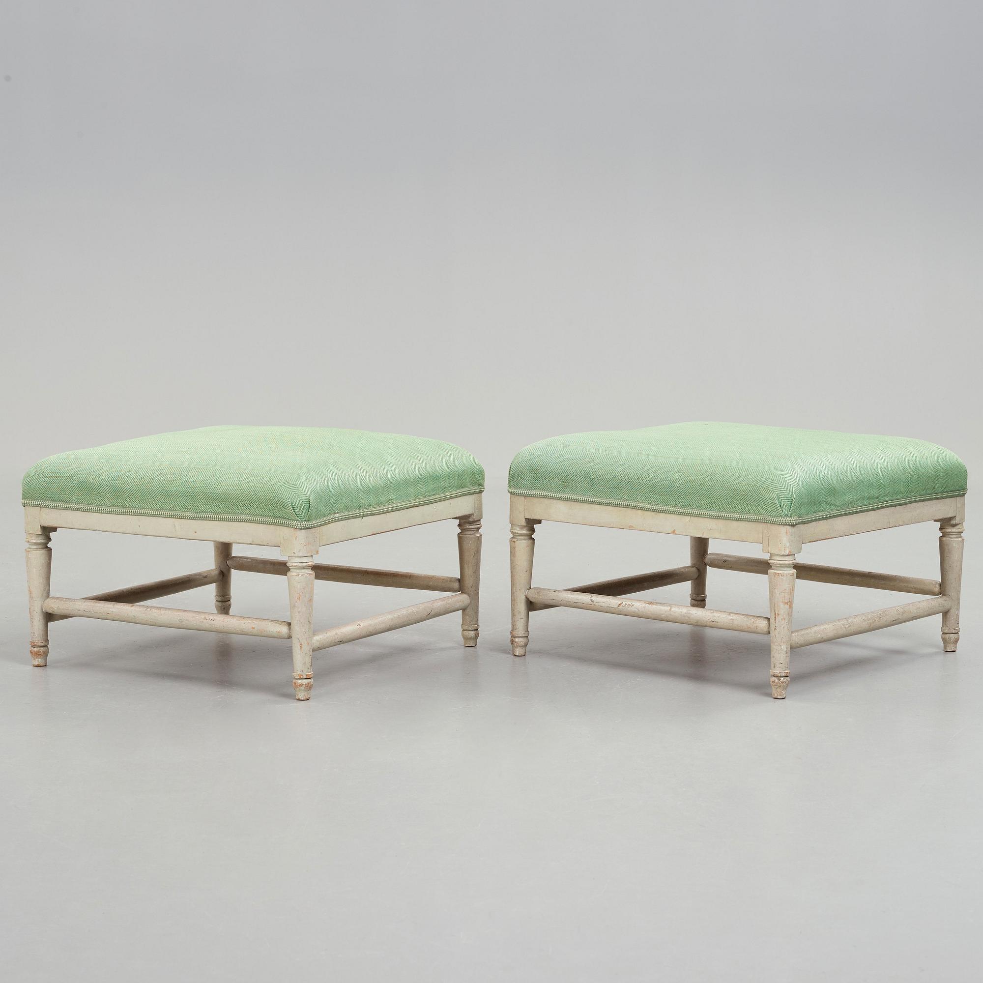 A pair of late Gustavian stools by Ephraim Ståhl (master in Stockholm 1794-1820).