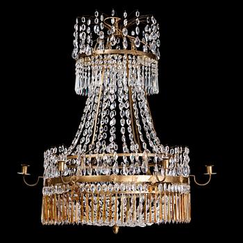 1267. A late Gustavian early 19th century seven-light chandelier.