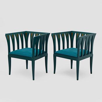 Eliel Saarinen, Fåtöljer, ett par och bord, "Blue suite" för Adelta, Finland 1980-tal.
