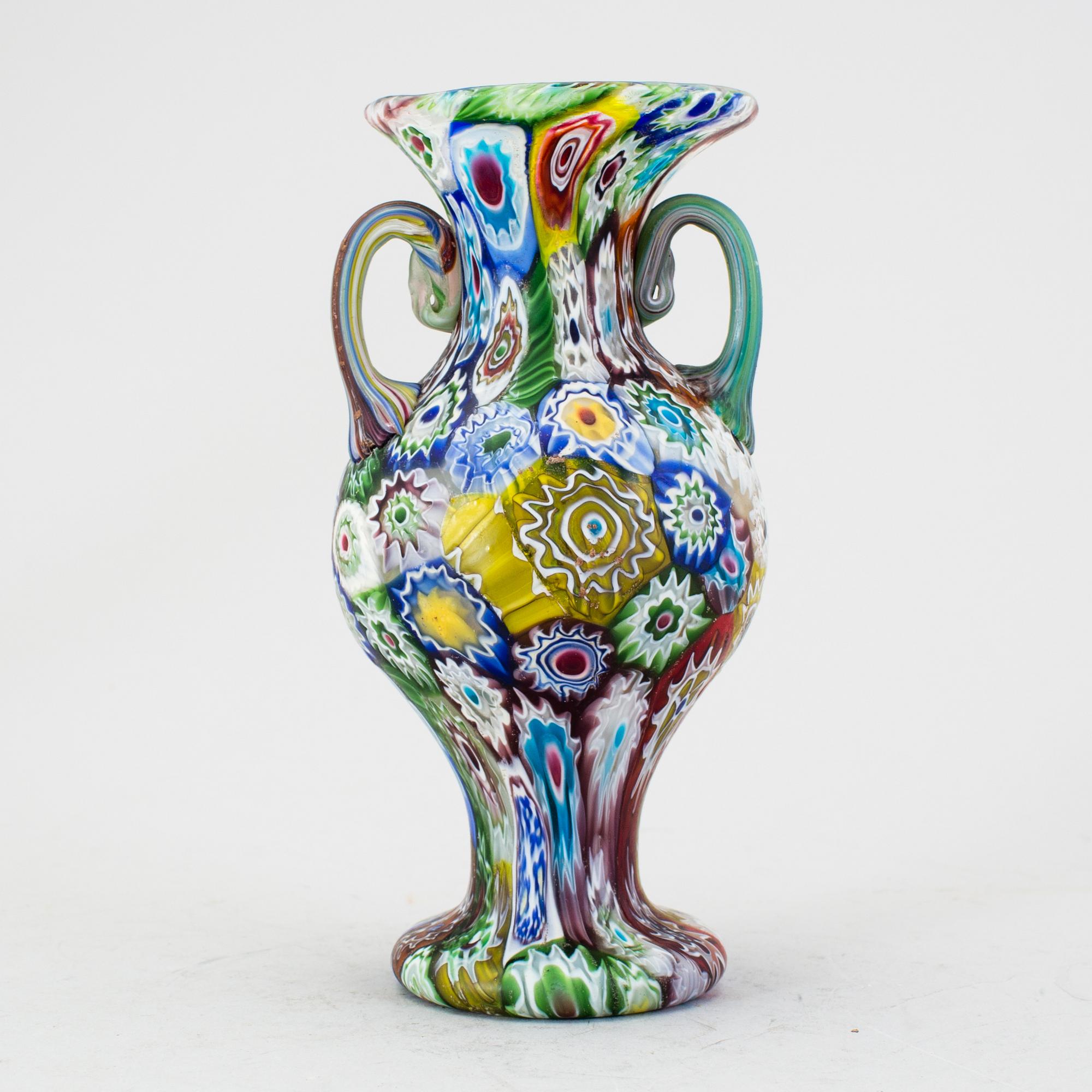 A MILLEFIORI GLASS VASE, Italy, mid 20th century.