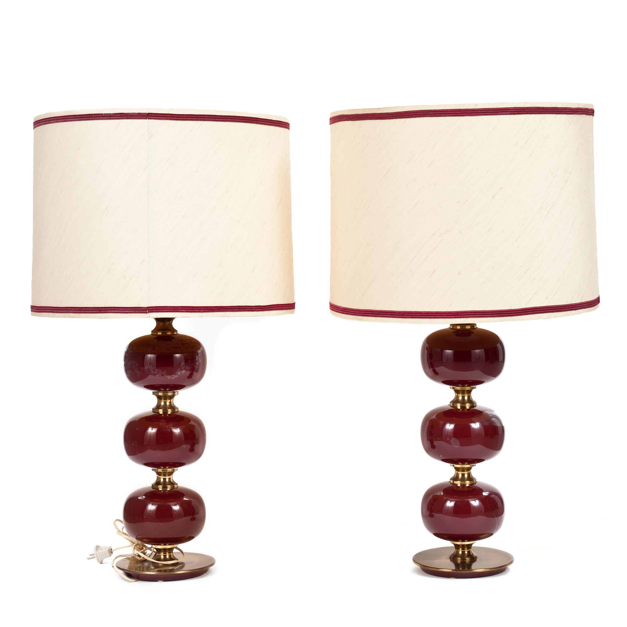 BORDSLAMPOR, ett par, AB Stilarmatur, Tranås, 1900-talets andra hälft.