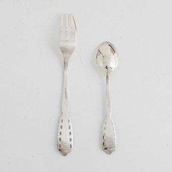 Twelve silver coffee spoons and twelve cake forks, GAB, Sweden, 1971-81.