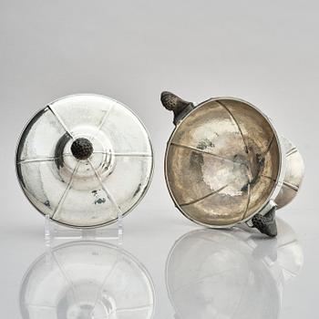 Sandbergs Eftr G C Gustafsson C A, skål med lock, silver, Helsingborg 1919.