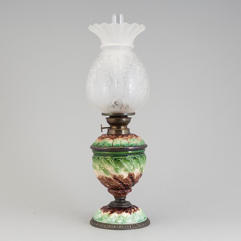 A late 19th century oil lamp.