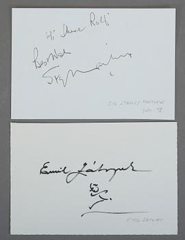 IDROTTSAUTOGRAFER, 4 st, Emil Zatopek, Steve Cram, Stanley Matthews, Johan Gabriel Oxenstierna.