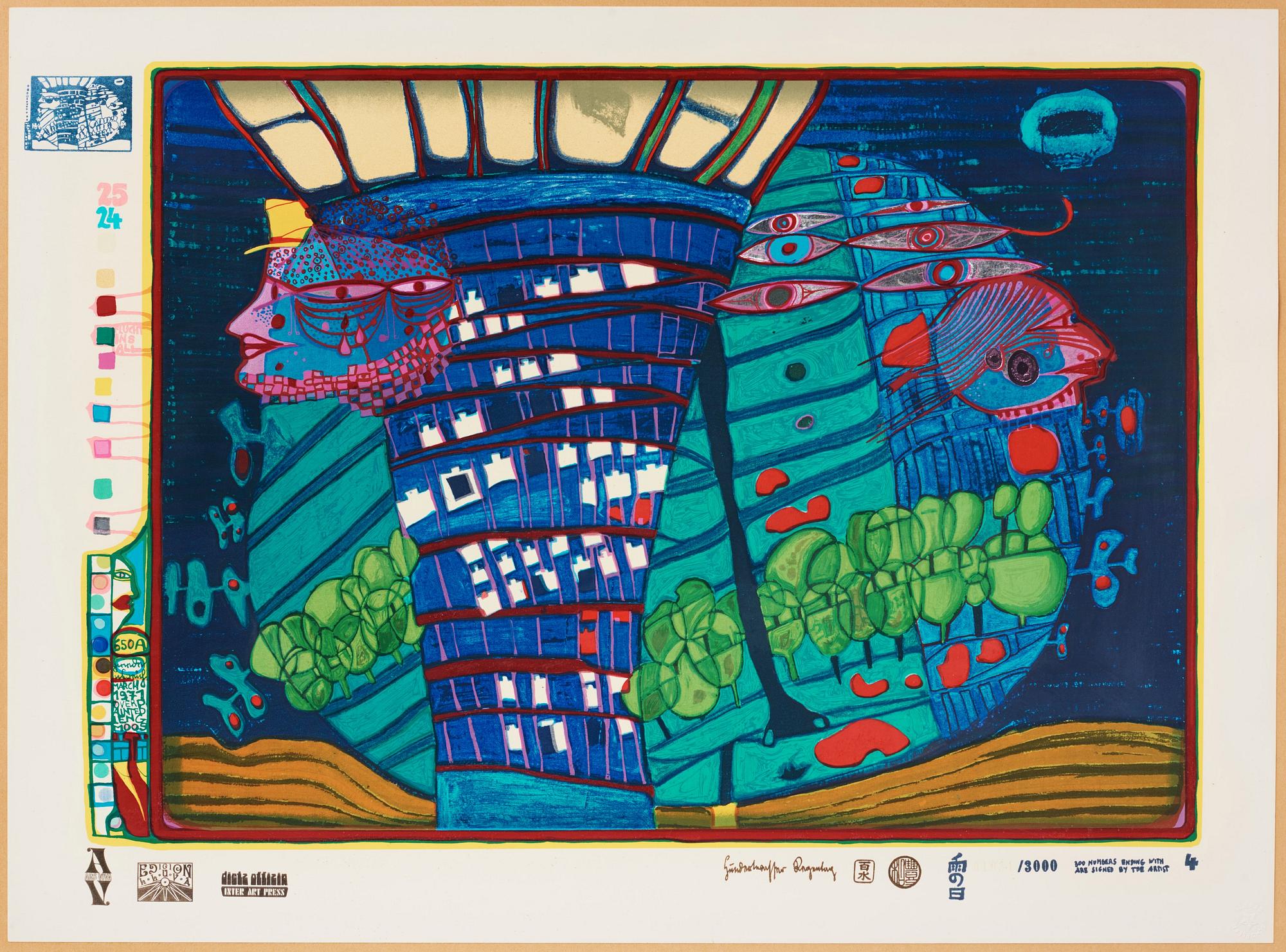 Friedensreich Hundertwasser, "Look at it on a rainy day (The Regentag portfolio)".