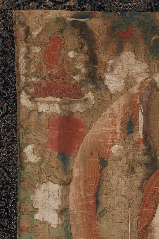 THANGKA, Tsong Khapa, tibeto-kinesisk, 1700-tal/tidigt 1800-tal.