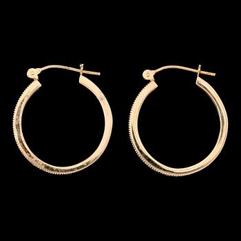 ÖRHÄNGEN, 1 par, 10K gult guld, rosa safirer.