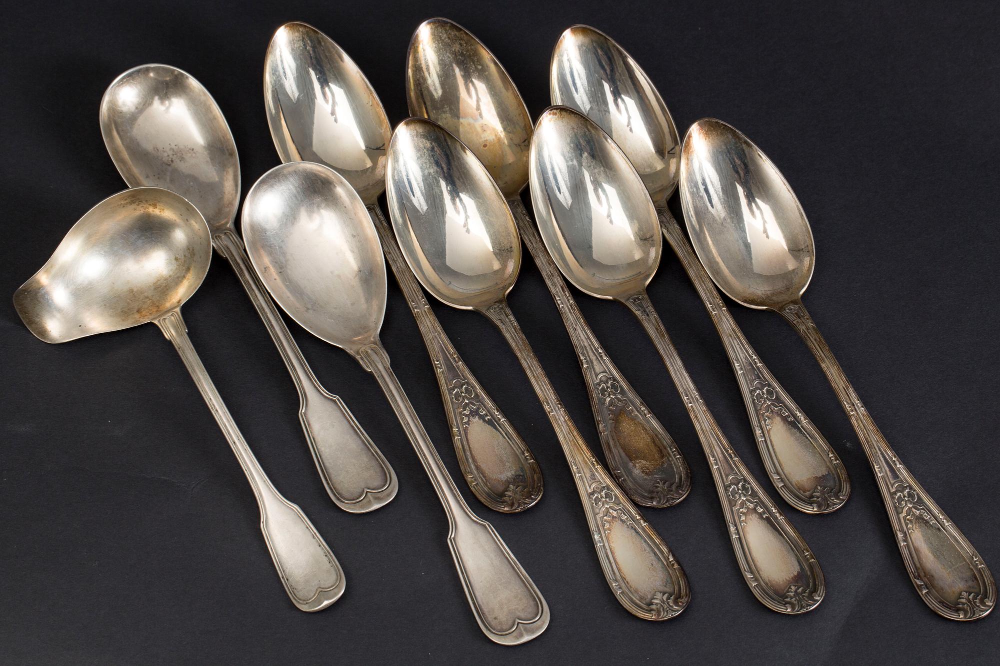 SKEDAR, 6+2+1 delar, silver. Tyskland. Ca 600 g.