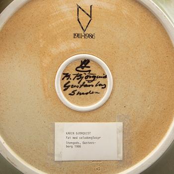 Karin Björquist, two plates Gustavsberg  studio Sweden 1986. Signed.