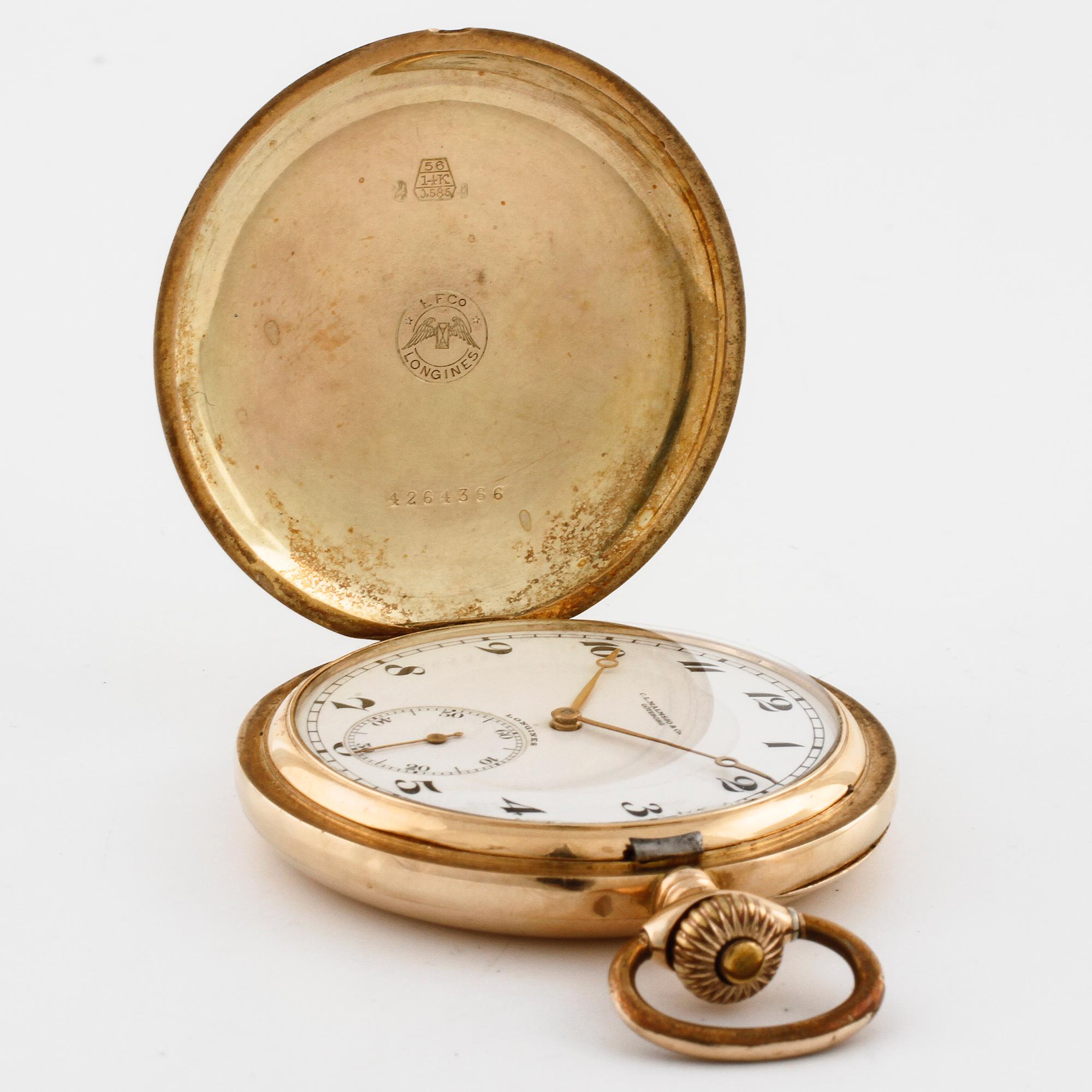 LONGINES, pocket watch, savonette, dial marked "CL Malmsjö & Co Göteborg", 52,5 mm.
