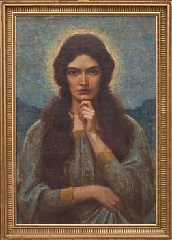 OKÄND KONSTNÄR, olja på duk. Signerad a tergo Trever Prescott. Omkring 1900.