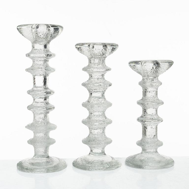Timo Sarpaneva, a set of six glass candleholders, 'Festivo', Iittala, Finland.