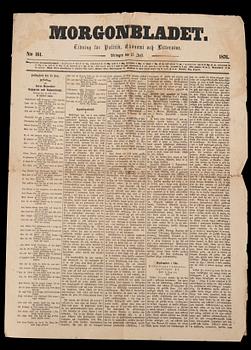 TIDNINGAR, 8 st, Hufvudstadsbladet, Helsingfors Tidningar m.fl. Helsingfors 1829-1881.