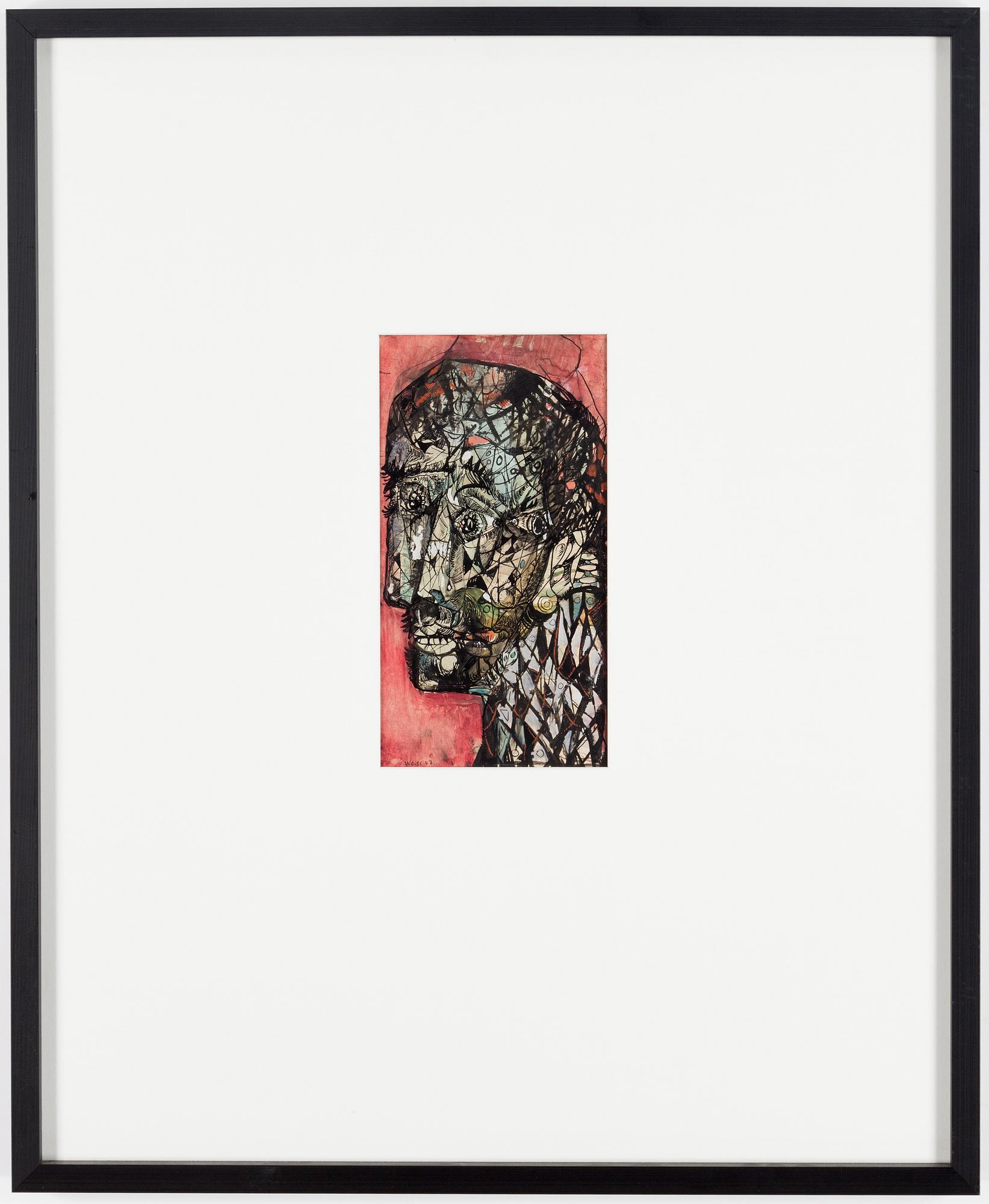 PETER WEISS, mixed media on paper, signed and dated 47.