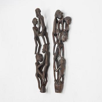 Two wooden Asmat Carvings, Indonesia, Jakarta, 20th Century.
