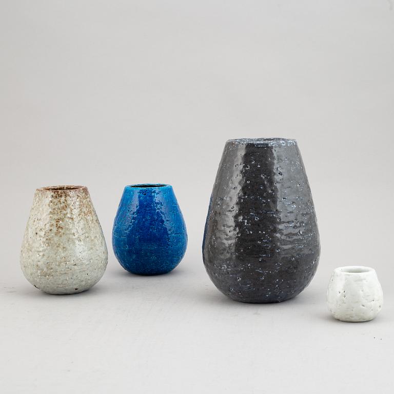 Gunnar Nylund, four 1930's chamotte stoneware vases for Rörstrand Lidköping.