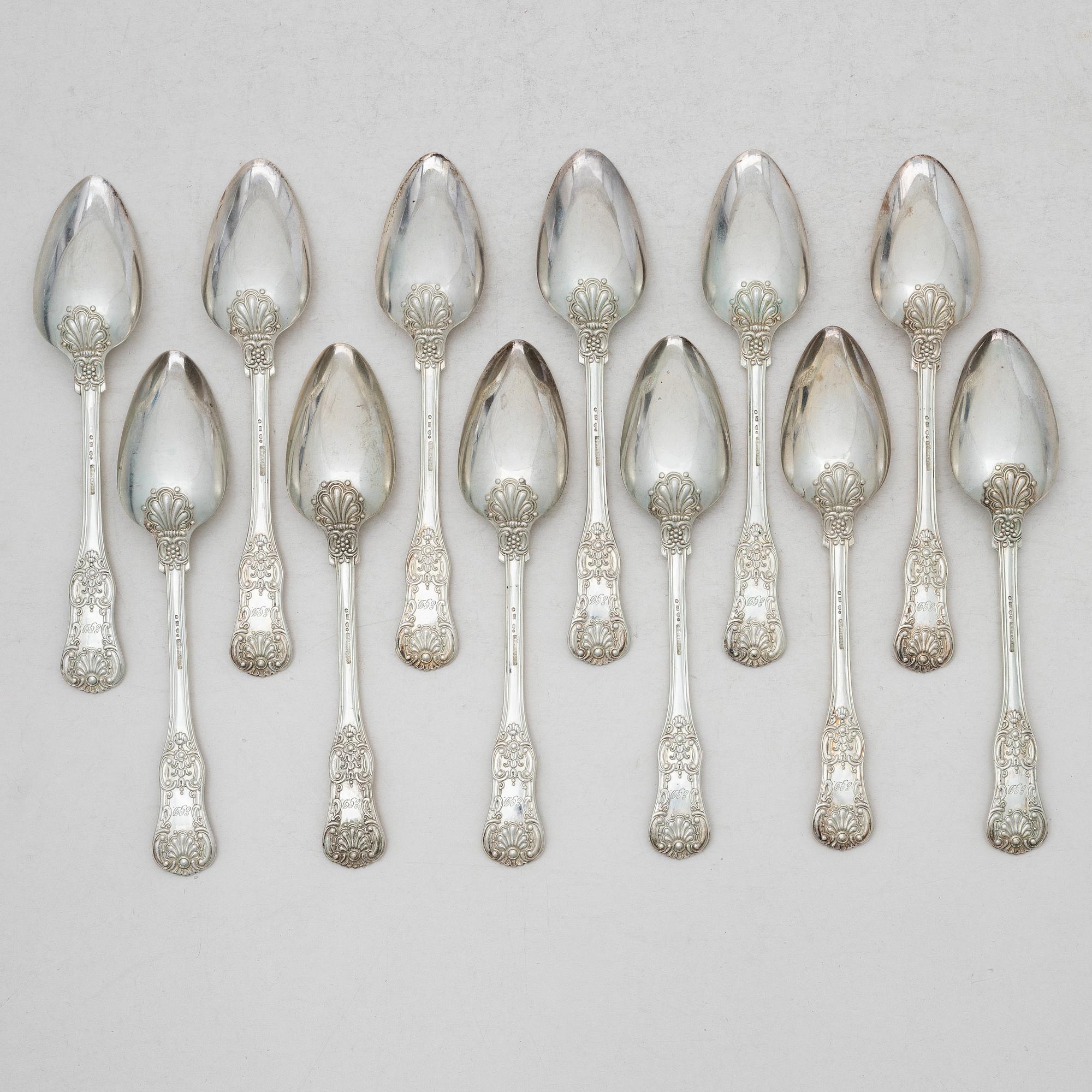 Gustaf Möllenborg, Table spoons, 12 pcs, silver, Stockholm 1915.