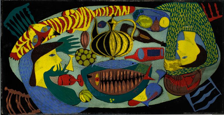 BORDSKIVA, emalj, Stig Lindberg. Sign och dat -52.