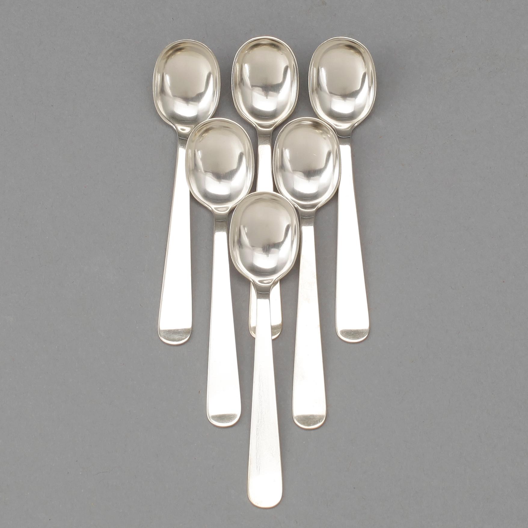MOCCASKEDAR, 6 st, silver, Wiwen Nilsson, Lund 1951. Total vikt ca 40 gram.