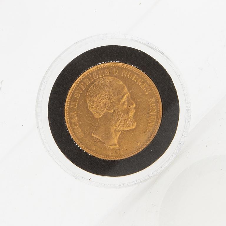 Guldmynt Sverige, Oscar II 20 kr, 1874.